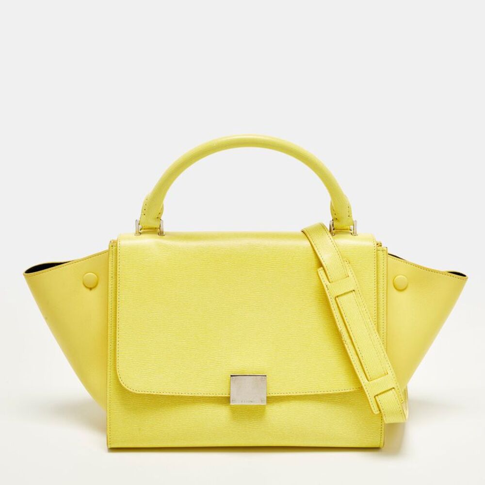 Celine Trapeze Small Yellow Leather Top Handle Bag